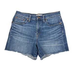 Madewell High Rise Denim Shorts Size 28‎ Blue Cut-Off Raw Hem Classic Jeans